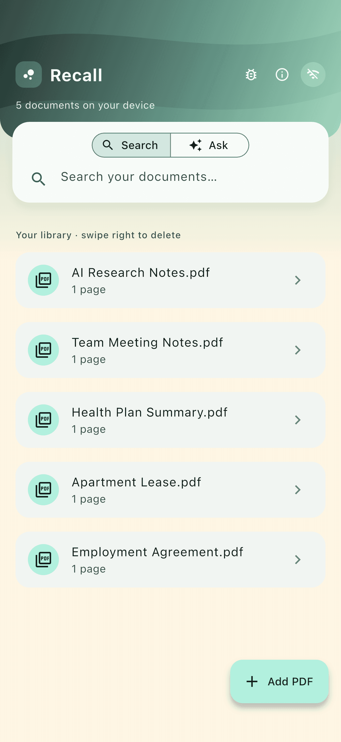 Recall library of documents